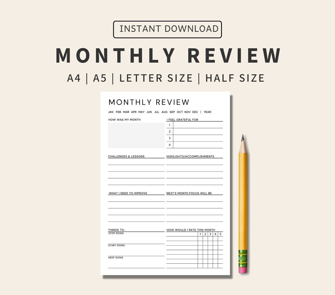 Monthly Review Monthly Reflection Monthly Evaluation - Etsy Monthly Review Monthly Reflection Monthly Evaluation - Etsy
